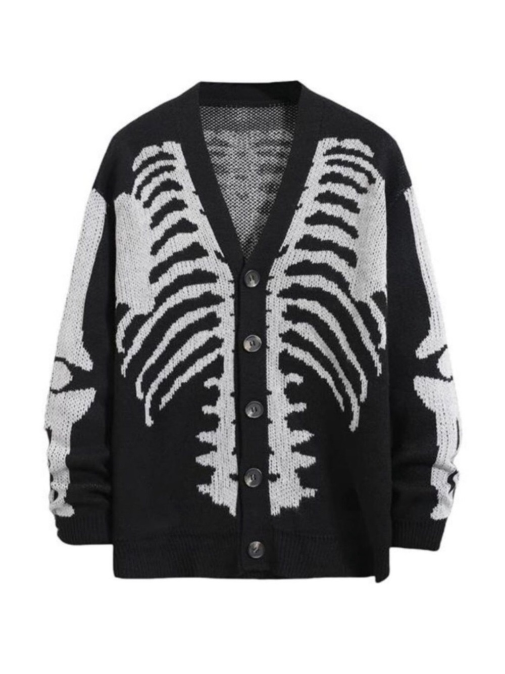 Halloween Cardigan Sweater Skeleton Bones Skull Gothic Outwear Coats Unisex